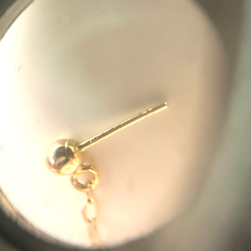 14K GOLD⚜️Dainty Chain Dangling Cubic Zirconia Drop Earrings - Picture 11 of 13